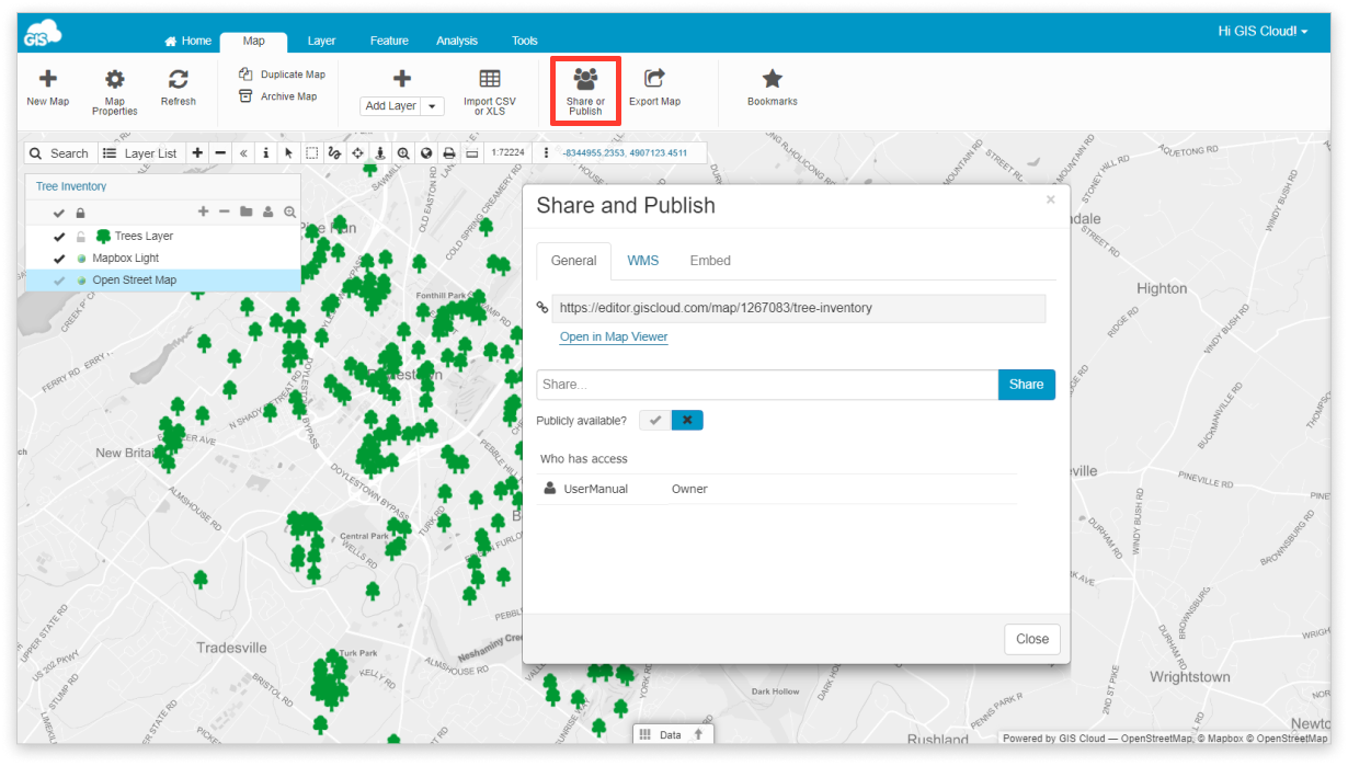 How to share a map in Map Editor? – GIS Cloud Learning Center
