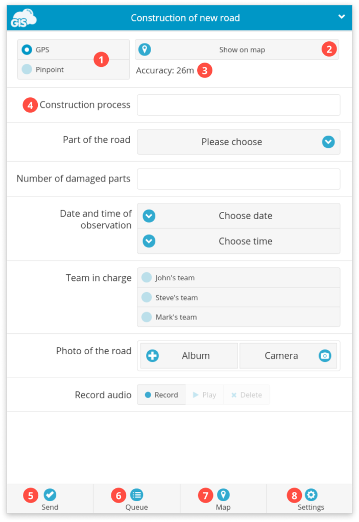 tap forms note field