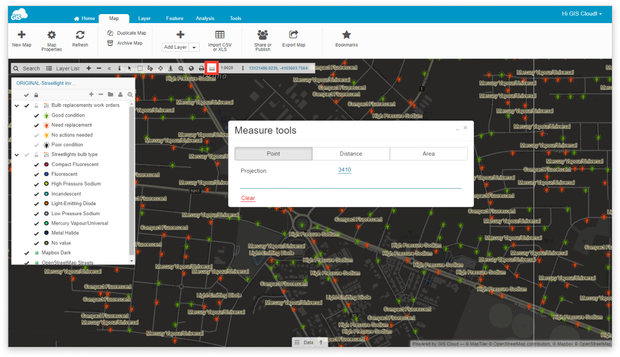 Measure Tools GIS Cloud Learning Center