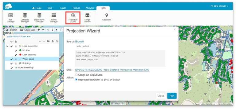 How to change the projection of the map? – GIS Cloud Learning Center