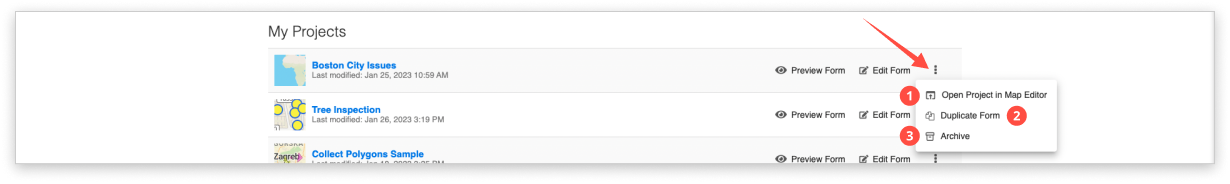 List of projects page – GIS Cloud Learning Center