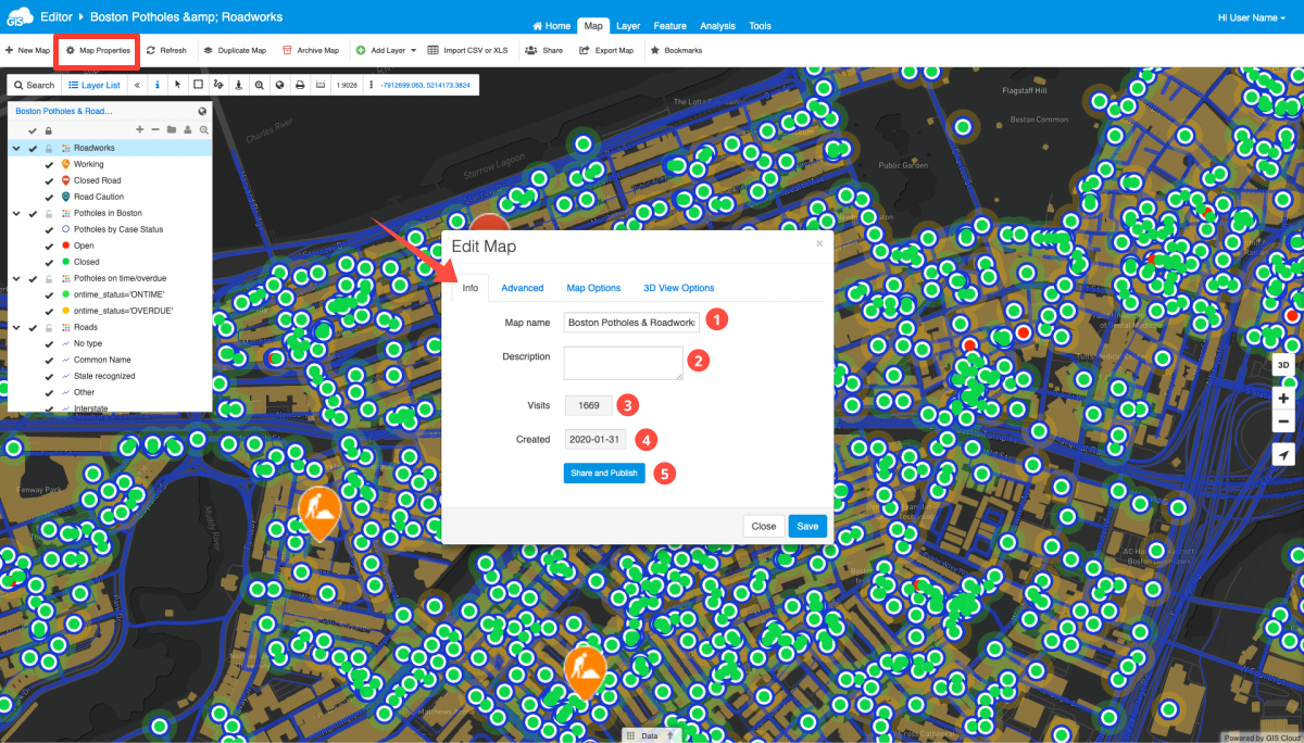 Map Properties – GIS Cloud Learning Center